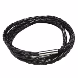 Vintage Women Men Multilayer Braided Leather Cuff Bangle Wristband Bracelet Gift - black