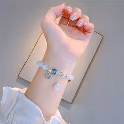 Imitation Opal Crystal Beaded Bracelet Fashion Light Luxury Elastic Bangle Simple Wrist Chain For Girl Women Jewelry Accessories - 5