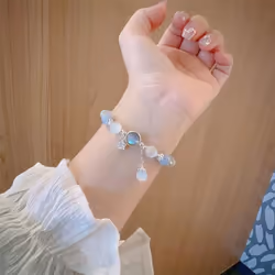 Imitation Opal Crystal Beaded Bracelet Fashion Light Luxury Elastic Bangle Simple Wrist Chain For Girl Women Jewelry Accessories - 5