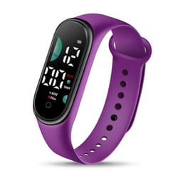 Kids Electronic Watch Sports Waterproof Large Font Screen Led Display Luminous Auto Date Full Calendar Digital Watch - purple