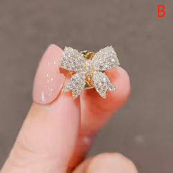 Bowknot Sunflower Rhinestone Crystal Brooch Wedding Dress Up Bouquet Corsage - 1.7x1.5cm