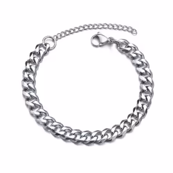 High Quality Stainless Steel Bracelets For Men Blank Color Punk Curb Cuban Link Chain Bracelets On The Hand Jewelry Gifts - s ...