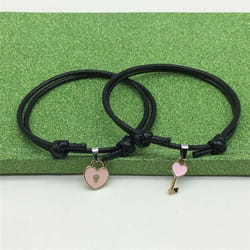 Jewelry A Simple Couple Bracelet Key Love Lock Bracelet Jewelry Bracelet - pink