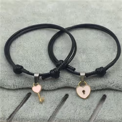Jewelry A Simple Couple Bracelet Key Love Lock Bracelet Jewelry Bracelet - pink