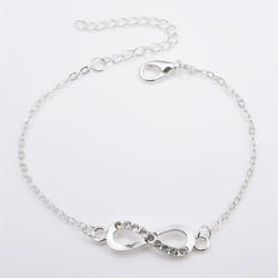 Number Eight Shape Bracelet Women Crystal Stones Infinity Bracelets Couple Bracelets Charm Bracelets Bangles - silver