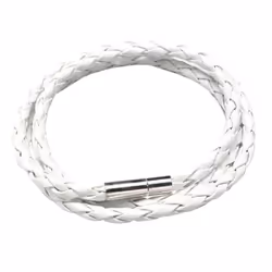 Vintage Women Men Multilayer Braided Leather Cuff Bangle Wristband Bracelet Gift - white