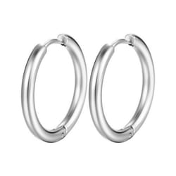 1 Pair Hoop Earrings Stainless Steel Geometric Elegant Polished Color Metal Circle Earrings - silver, 18mm