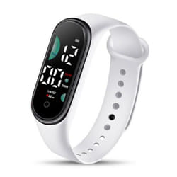Kids Electronic Watch Sports Waterproof Large Font Screen Led Display Luminous Auto Date Full Calendar Digital Watch - white
