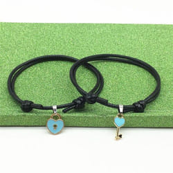 Jewelry A Simple Couple Bracelet Key Love Lock Bracelet Jewelry Bracelet - blue