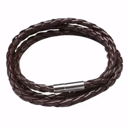 Vintage Women Men Multilayer Braided Leather Cuff Bangle Wristband Bracelet Gift - brown