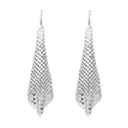 Glamour Fashion Tassel Earrings Metallic Sequins Long Large Pendant Women&apos;s Jewelry - silver
