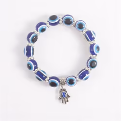 Retro Lucky Handstring Blue Eyes Fatima Hand Fashion Jewelry Beads Bracelet