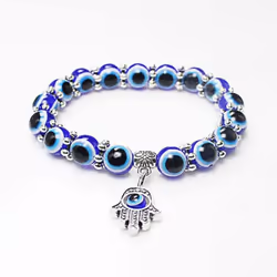Retro Lucky Handstring Blue Eyes Fatima Hand Fashion Jewelry Beads Bracelet