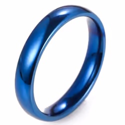 4mm Polished Stainless Steel Wedding Engagement Ring Simple Couple Picky Gifts - blue, 11