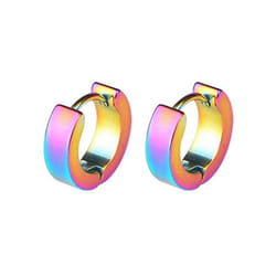 Unisex Hoop Earrings Gold Silver Color Colorful Round Ear Rings For Women Men Ear Clips European Hoops Earring - multicolor
