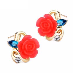 Fashion And Elegant Ladies Rose Earrings Dual-use Clip-on Flower Tassel Earrings Jewelry - white