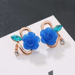 Fashion And Elegant Ladies Rose Earrings Dual-use Clip-on Flower Tassel Earrings Jewelry - white