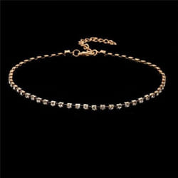 Women Shiny Rhinestones Collar Choker Necklace Wedding Party Jewelry - golden