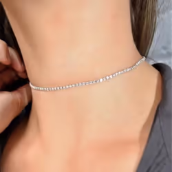 Women Shiny Rhinestones Collar Choker Necklace Wedding Party Jewelry - golden