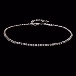 Women Shiny Rhinestones Collar Choker Necklace Wedding Party Jewelry - silver