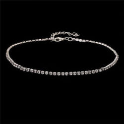 Women Shiny Rhinestones Collar Choker Necklace Wedding Party Jewelry - silver