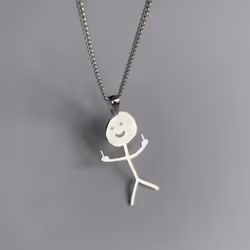 Fashion Hip Hop Funny Doodle Pendant Necklace For Man Woman Stickman Middle Finger Rock Punk Necklace Party Jewelry - silver