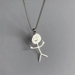 Fashion Hip Hop Funny Doodle Pendant Necklace For Man Woman Stickman Middle Finger Rock Punk Necklace Party Jewelry - silver