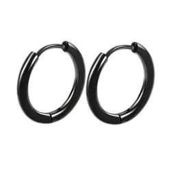 1 Pair Hoop Earrings Stainless Steel Geometric Elegant Polished Color Metal Circle Earrings - black, 18mm