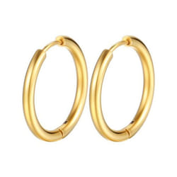 1 Pair Hoop Earrings Stainless Steel Geometric Elegant Polished Color Metal Circle Earrings - golden, 18mm