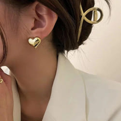 Heart Stud Earrings For Women Punk Elegant Minimalist Smooth Love Eardrops Girl Party Jewelry Couple Gifts - gold
