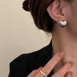 Heart Stud Earrings For Women Punk Elegant Minimalist Smooth Love Eardrops Girl Party Jewelry Couple Gifts - silver