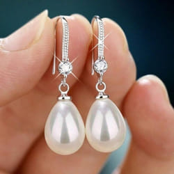 Exquisite Fashion Silver Color Waterdrop Imitation Pearls Drop Earrings For Women Elegant Shinying Round Imitation Pearls Stud Earrings - 4