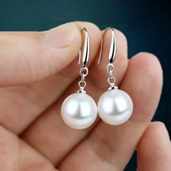 Exquisite Fashion Silver Color Waterdrop Imitation Pearls Drop Earrings For Women Elegant Shinying Round Imitation Pearls Stud Earrings - 3