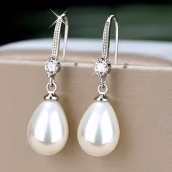 Exquisite Fashion Silver Color Waterdrop Imitation Pearls Drop Earrings For Women Elegant Shinying Round Imitation Pearls Stud Earrings - 5
