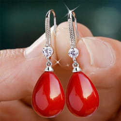 Exquisite Fashion Silver Color Waterdrop Imitation Pearls Drop Earrings For Women Elegant Shinying Round Imitation Pearls Stud Earrings - 2