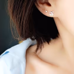 Interwoven Love Heart Shape Ear Studs Heart Studs Earrings Minimalist Jewelry For Women