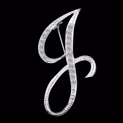 Gifts Rhinestone Letter Crystal Pins Jewelry Letter Alphabetical English Brooch Brooches - J