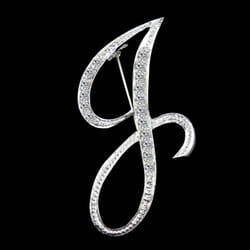 Gifts Rhinestone Letter Crystal Pins Jewelry Letter Alphabetical English Brooch Brooches - J