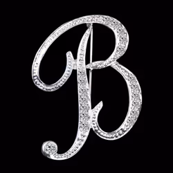Gifts Rhinestone Letter Crystal Pins Jewelry Letter Alphabetical English Brooch Brooches - J