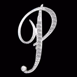 Gifts Rhinestone Letter Crystal Pins Jewelry Letter Alphabetical English Brooch Brooches - P