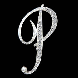 Gifts Rhinestone Letter Crystal Pins Jewelry Letter Alphabetical English Brooch Brooches - P