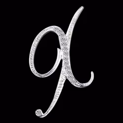 Gifts Rhinestone Letter Crystal Pins Jewelry Letter Alphabetical English Brooch Brooches - X