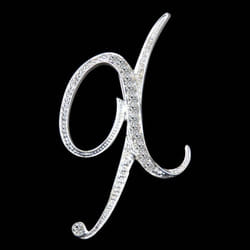 Gifts Rhinestone Letter Crystal Pins Jewelry Letter Alphabetical English Brooch Brooches - X