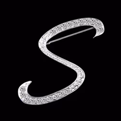 Gifts Rhinestone Letter Crystal Pins Jewelry Letter Alphabetical English Brooch Brooches - S