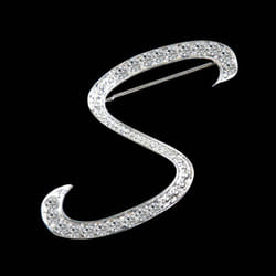 Gifts Rhinestone Letter Crystal Pins Jewelry Letter Alphabetical English Brooch Brooches - S