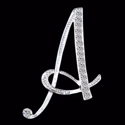 Gifts Rhinestone Letter Crystal Pins Jewelry Letter Alphabetical English Brooch Brooches - A