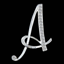 Gifts Rhinestone Letter Crystal Pins Jewelry Letter Alphabetical English Brooch Brooches - A