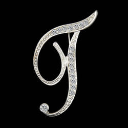 Gifts Rhinestone Letter Crystal Pins Jewelry Letter Alphabetical English Brooch Brooches - T