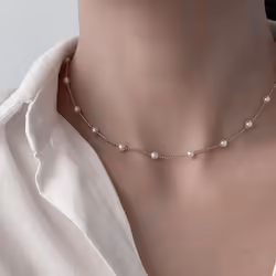 Pearl Clavicle Chain Necklace Beads Choker Neck Chain Goth Chocker Jewelry On The Neck Pendant Collar Women - silver
