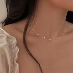 Pearl Clavicle Chain Necklace Beads Choker Neck Chain Goth Chocker Jewelry On The Neck Pendant Collar Women - silver